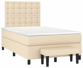 vidaXL Κρεβάτι Boxspring με Στρώμα Κρεμ 120x190 εκ. Υφασμάτινο