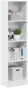 vidaXL Βιβλιοθήκη Γυαλιστερό Λευκό 40x24x143 εκ. Επεξεργασμένο Ξύλο