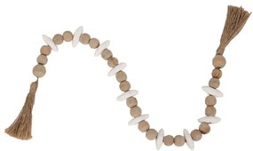 Διακοσμητικό Ροζάριο Επιτραπέζιο Sikinos 4.5x2.5x80 White Beige Mdf,Σχοινί