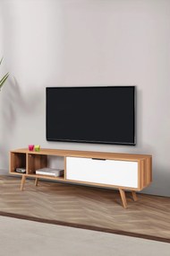 Έπιπλο Τηλεόρασης Καρυδί / Λευκό REGREVA 160x35x18