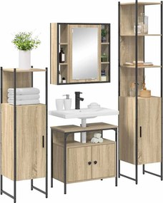 vidaXL Σετ Επίπλων Μπάνιου 4 pcs Δρύς Sonoma Επεξεργασμένο ξύλο