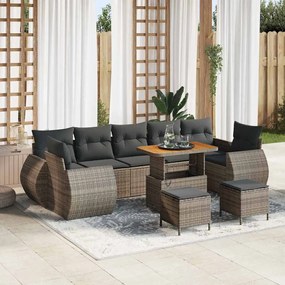 vidaXL Σετ Καναπέ Κήπου 10 pcs Γκρι συνθετικό ρατάν