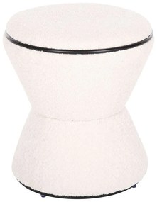 Σκαμπό Στρογγυλό Linner HM9604.06 Φ38x44cm Με Μπουκλέ Ύφασμα Ecru-Black Fabric
