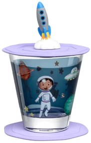 Ποτήρι Παιδικό Με Καπάκι Και Σουβέρ Space (Σετ 3Τμχ) 023674L 9x8,5cm Multi Leonardo Γυαλί