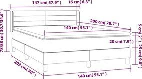 vidaXL Κρεβάτι Boxspring με Στρώμα Μαύρο 140x200 εκ. Βελούδινο
