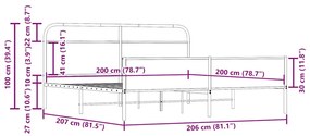 Σκελετός Κρεβ. Χωρίς Στρώμα Καπνιστή Δρυς 200x200 εκ. Μεταλλικό - Καφέ