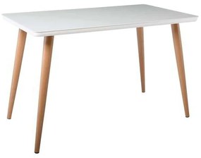 Τραπέζι UNION 120x70cm Βαφή Φυσικό/Γυαλί Άσπρο