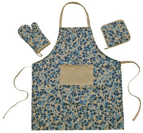 Ποδιά Κουζίνας Σετ Με Γάντι Και Πιάστρα 0723 Blue-Beige Das Home Cotton-Polyester