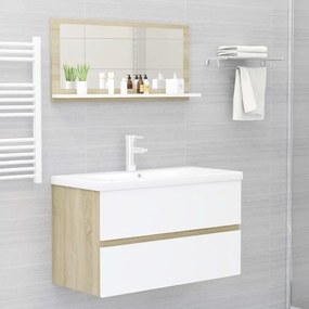 vidaXL Καθρέφτης Μπάνιου Λευκό/Sonoma Δρυς 80x10,5x37 εκ. Μοριοσανίδα