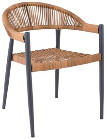 Πολυθρόνα Κήπου ZENYA Ανθρακί/Φυσικό Wicker/Μέταλλο 58x57x77cm