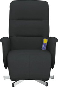 vidaXL Πολυθρόνα Μασάζ Ανακλινόμενη με Υποπόδιο Μαύρη Υφασμάτινη