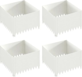 vidaXL Περίγραμμα γκαζόν 4 τμχ. 60 x 60 x 35 cm Ατσάλι Λευκό