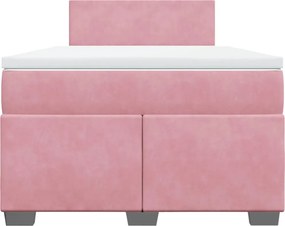 vidaXL Κρεβάτι Boxspring με Στρώμα Ροζ 120x200 εκ. Βελούδινο