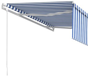 Τέντα Συρόμενη Αυτόματη με Σκίαστρο Μπλε / Λευκό 4,5 x 3 μ. - Μπλε