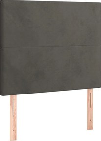 vidaXL Κρεβάτι Boxspring με Στρώμα &amp; LED Σκ. Γκρι 100x200εκ. Βελούδινο