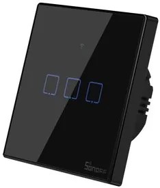 SONOFF smart διακόπτης ΤΧ-T3EU3C, αφής, Wi-Fi, τριπλός, μαύρος