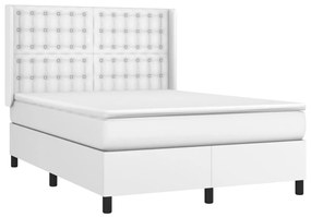 Κρεβάτι Boxspring με Στρώμα Λευκό 140x200εκ.από Συνθετικό Δέρμα - Λευκό