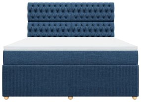 vidaXL Κρεβάτι Boxspring με Στρώμα Μπλε 180x200 εκ. Υφασμάτινο