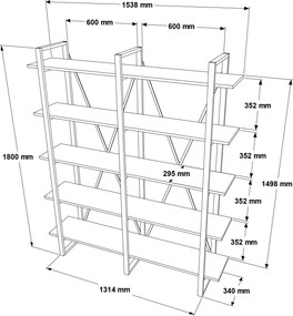 Βιβλιοθήκη Καρυδί GEBUOL 154.8x34x180