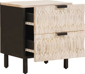 vidaXL Κομοδίνο 2 pcs Λευκό 40 x 33 x 46 εκ. Στερεό ξύλο μάνγκο