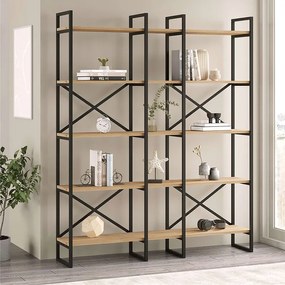 Βιβλιοθήκη Dusan Megapap χρώμα sepet oak 143,5x30x175εκ.-GP037-0227,1