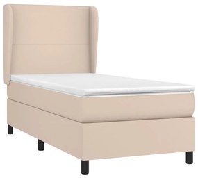 Κρεβάτι Boxspring με Στρώμα Καπουτσίνο 80x200 εκ. Συνθ. Δέρμα - Καφέ