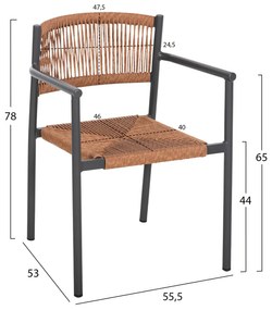 Καρέκλα - Πολυθρόνα STER C5786.12 Ανθρακί Αλουμινίου με Μπέζ Συνθετικό Rattan 55,5x53x78Υεκ. 55.5x53x78 εκ.