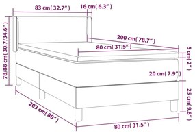 Κρεβάτι Boxspring με Στρώμα Λευκό 80 x 200 εκ. Συνθετικό Δέρμα - Λευκό