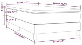 Κρεβάτι Boxspring με Στρώμα Ανοιχτό Γκρι 80x200 εκ. Υφασμάτινο - Γκρι