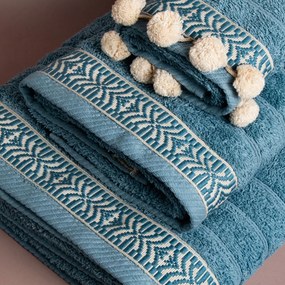 Πετσέτα Προσώπου (50x90) White Fabric Dorey Pompom 500gsm