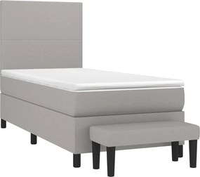 vidaXL Κρεβάτι Boxspring με Στρώμα Ανοιχτό Γκρι 100x200 εκ. Υφασμάτινο