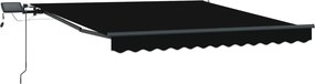 vidaXL Χειροκίνητη τέντα με ηλιακό LED 3,5 x 2,5 m Μαύρο