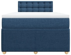 vidaXL Κρεβάτι Boxspring με Στρώμα Μπλε 120x200 εκ. Υφασμάτινο