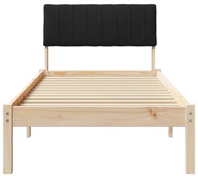 vidaXL Σκελετός Κρεβατιού Καφέ και μαύρο 75 x 190 cm Μασίφ ξύλο πεύκου