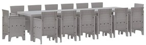 vidaXL Σέτ φαγητού για κήπο 15 pcs Ανοιχτό γκρι Rattan Polt