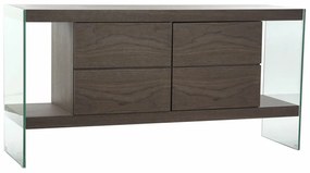 Σκευοθήκη DKD Home Decor   Καφέ Διαφανές Κρυστάλλινο Kαρυδιά Ξύλο MDF 160 x 45 x 80 cm
