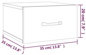 Κομοδίνα Επιτοίχια Sonoma Δρυς 35 x 35 x 20 εκ. - Καφέ