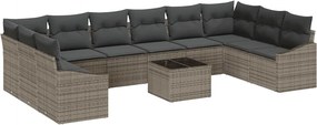 vidaXL Σετ Καναπέ με μαξιλάρι 11 pcs Γκρι συνθετικό ρατάν
