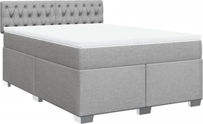vidaXL Κρεβάτι Boxspring με Στρώμα Ανοιχτό Γκρι 140x190 εκ. Υφασμάτινο