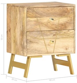 vidaXL Κομοδίνο 40 x 30 x 50 εκ. από Μασίφ Ξύλο Μάνγκο