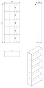 Βιβλιοθήκη Tomar 5 Artisan Oak 70x24,5x176,5 εκ.