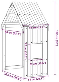 Οροφή Κρεβατιού Παιδική Λευκό 55x84x132 εκ. Μασίφ Ξύλο Πεύκου - Λευκό