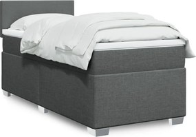 vidaXL Κρεβάτι Boxspring με Στρώμα Σκούρο Γκρι 90x190 εκ. Υφασμάτινο