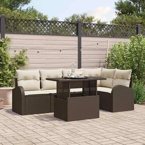 vidaXL Σετ Καναπέ Κήπου 6 pcs Καφέ και κρεμ 100 x 55 x 73 εκ