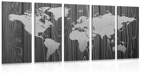Χάρτης εικόνων 5 μερών σε ξύλο σε ασπρόμαυρο