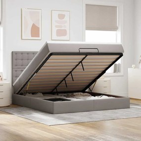 vidaXL Οθωμανικό κρεβάτι με στρώμα Taupe 180x200cm ύφασμα