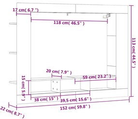 ΈΠΙΠΛΟ ΤΗΛΕΟΡΑΣΗΣ ΛΕΥΚΟ 152X22X113 ΕΚ. ΑΠΟ ΕΠΕΞΕΡΓΑΣΜΕΝΟ ΞΥΛΟ 833722