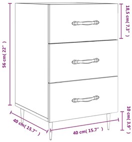 Κομοδίνο Γκρι Sonoma 40 x 40 x 66 εκ. από Επεξεργασμένο Ξύλο - Γκρι