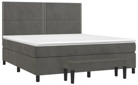 Κρεβάτι Boxspring με Στρώμα Σκούρο Γκρι 160x200 εκ. Βελούδινο - Γκρι