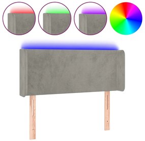 Κεφαλάρι Κρεβατιού LED Ανοιχτό Γκρι 83x16x78/88 εκ. Βελούδινο 3122986